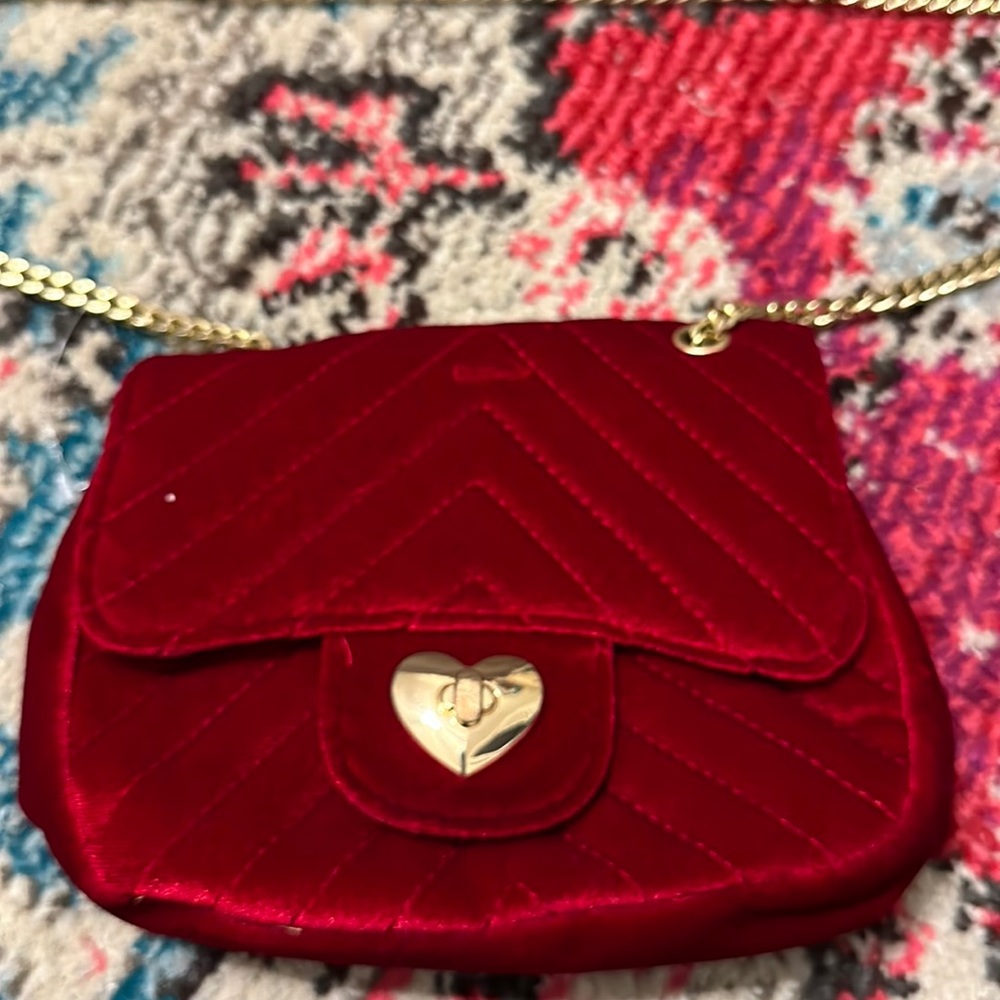 Children’s place Holiday Red Velcro Velvet Chain Purse